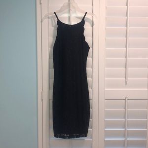 Navy Body-Con Scallop Homecoming Dress